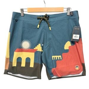 Roark Passage Costa Board Shorts Size 33 Hemp Blend Recycled Polyester